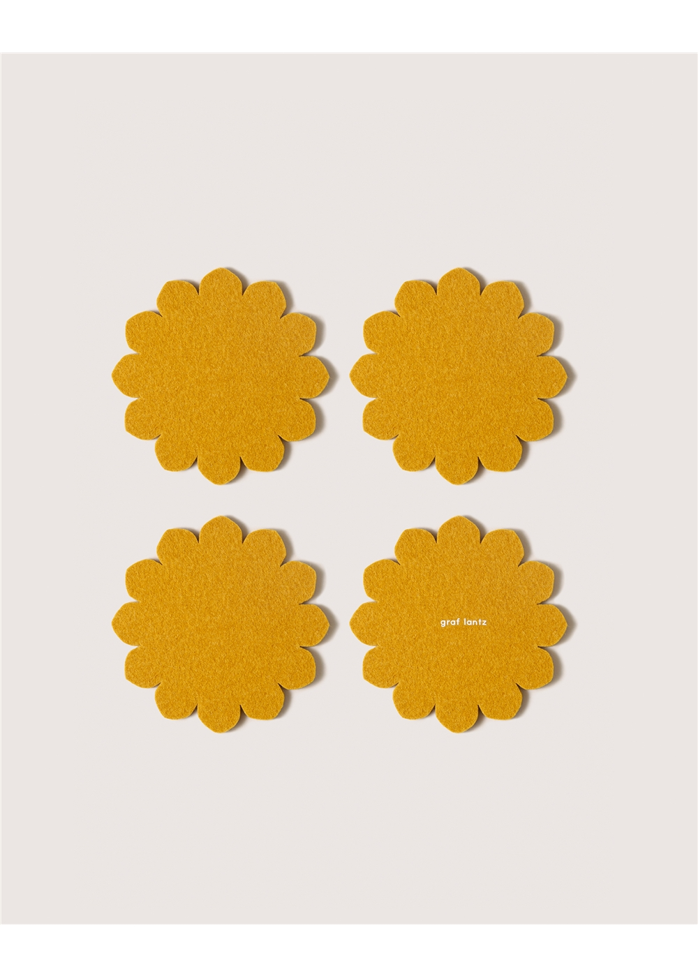 Crest Merino Wool Coaster Solid 4 Pack - Turmeric