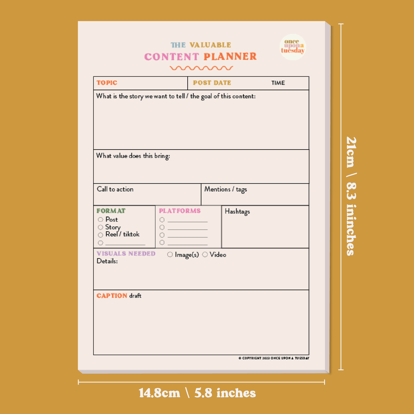 Social Media Content Planning Pad | A5 | Colourful