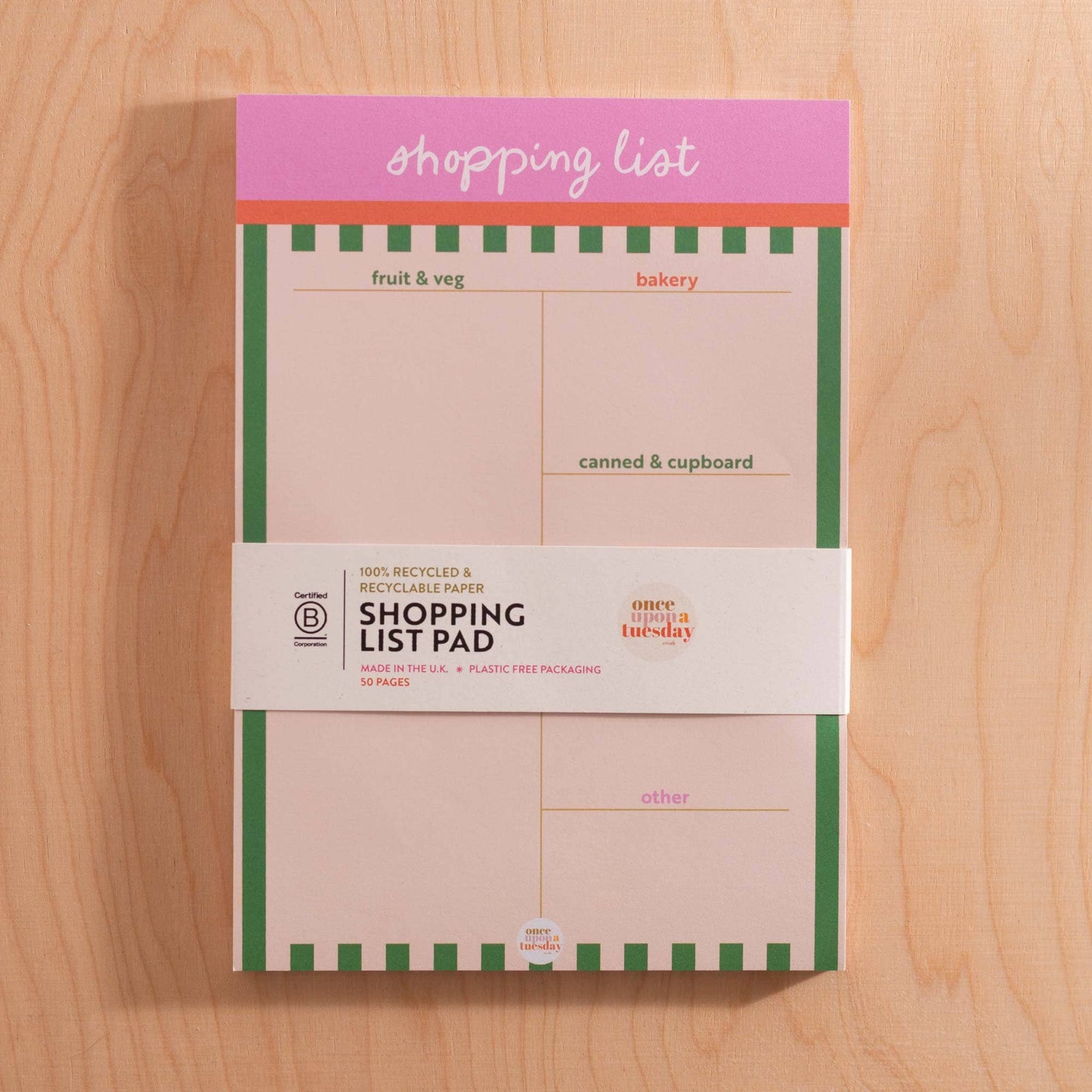 Weekly Shopping List Pad A5 | Cabana Stripe