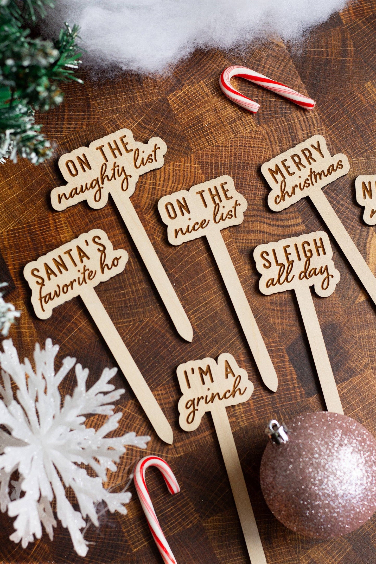 Funny Christmas Wooden Plant Markers