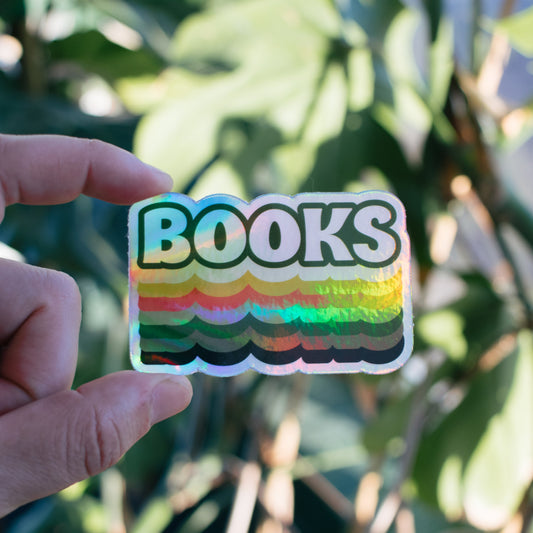 Retro Books Holographic Sticker