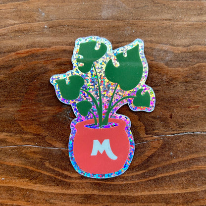 Monstera Glitter Sticker