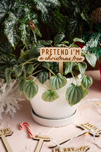 Funny Christmas Wooden Plant Markers