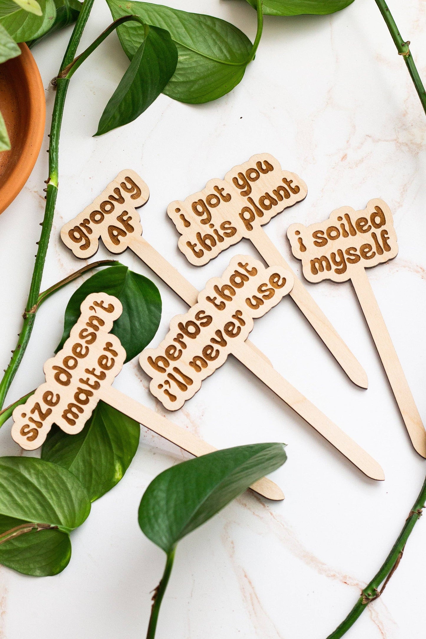 Retro Funny Wooden Plant Markers