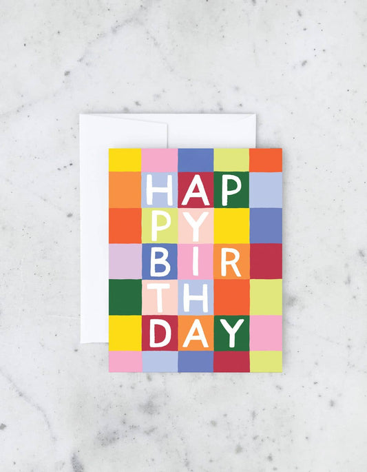Rainbow Checks Birthday Card