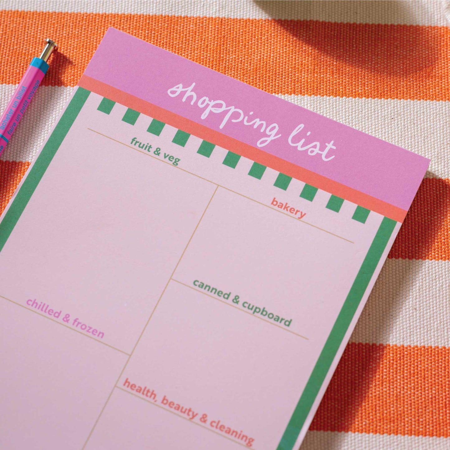 Weekly Shopping List Pad A5 | Cabana Stripe