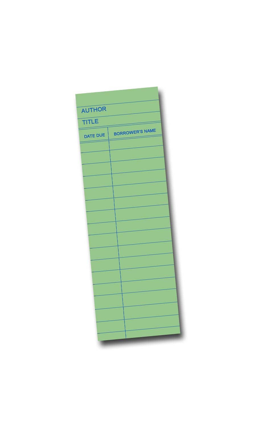 Green Library Card Bookmark